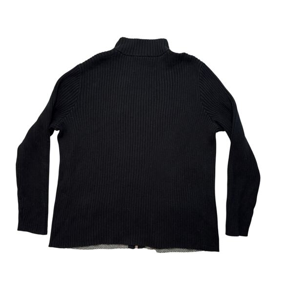 RALPH LAUREN LRL Herringbone Colorblock Zip Cardigan Sweater Size 1X Black White - Picture 5 of 9